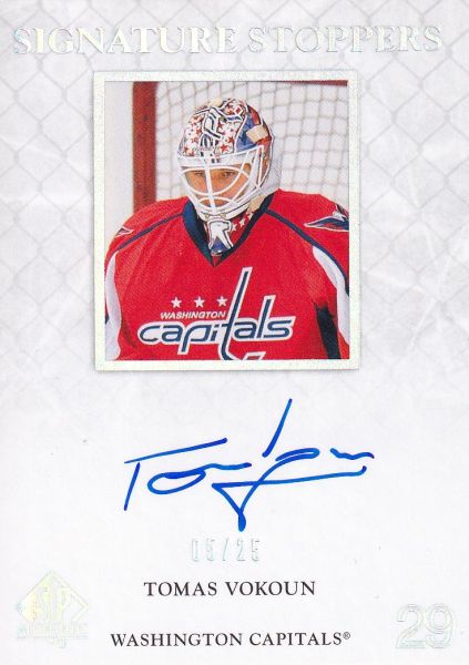 AUTO karta TOMÁŠ VOKOUN 11-12 SP Authentic Signature Stoppers /25